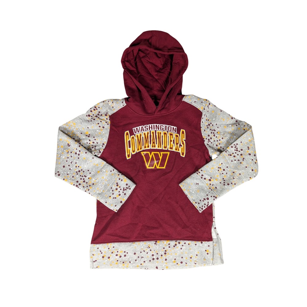 Kids Girls Washington Commanders NFL Team Apparel Hoodie Burgundy Yellow Size L